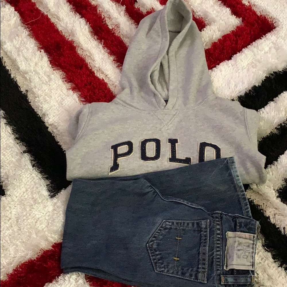 Size 5t polo jeans and hoodie
